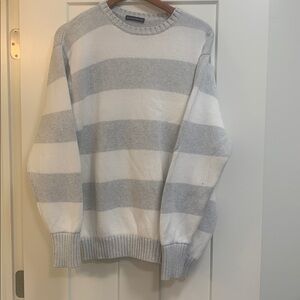 Brandy Melville Gray and White Striped Sweater
